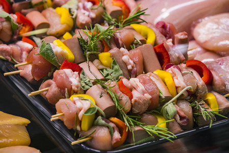 Raw kebab on the grill.の写真素材