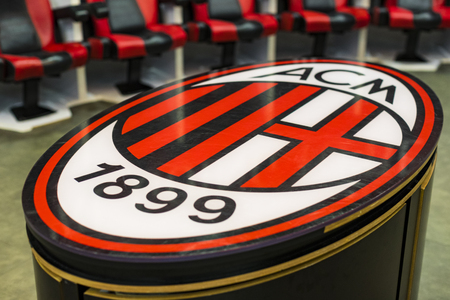 7 JUNE 2018, MILAN, ITALY: Elements of the interior stadium football teams Inter Milan and Milan in the city of San Siro.のeditorial素材
