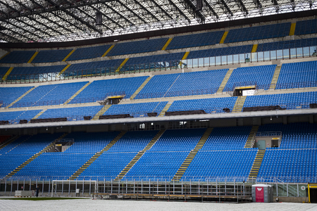 7 JUNE 2018, MILAN, ITALY: Elements of the interior stadium football teams Inter Milan and Milan in...