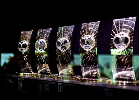 MADRID, SPAIN - 25 MARCH, 2018: The Museum of the Real Madrid Football Club cups and awards the...