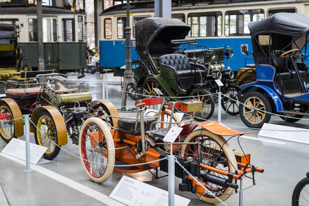 MUNICH, GERMANY - NOVEMBER 26, 2018: Collection of historically known Deutsches Museum Verkehrszentrum.のeditorial素材
