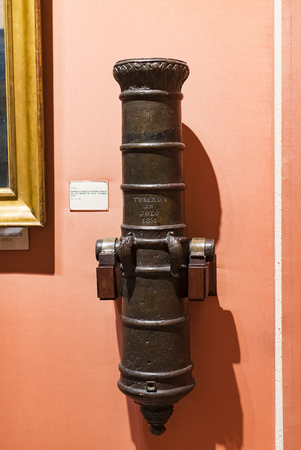 MADRID, SPAIN - 28 MARCH, 2018: The Maritime Museum in Madrid History of the Spanish Navy ship models historical artifactsのeditorial素材