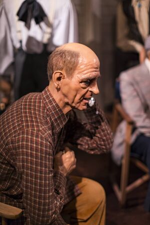 BARCELONA, SPAIN - 11 JANUARY 2018: Museum of wax figures in Barcelona on the street Las Ramblas.のeditorial素材