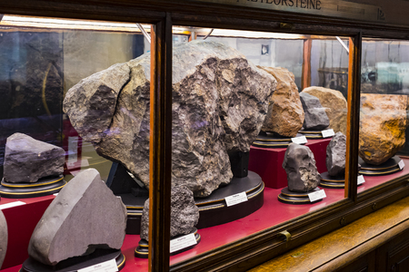 3 SEPTEMBER 2018, VIENNA, AUSTRIA: Collection of meteorites is represented by the Museum of Natural History, Vienna.のeditorial素材