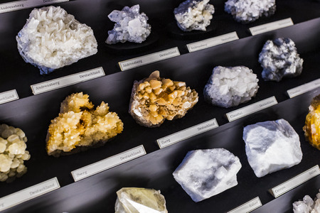 3 SEPTEMBER 2018, VIENNA, AUSTRIA: Collection of minerals of stones and metals Museum of Natural History, Vienna.のeditorial素材