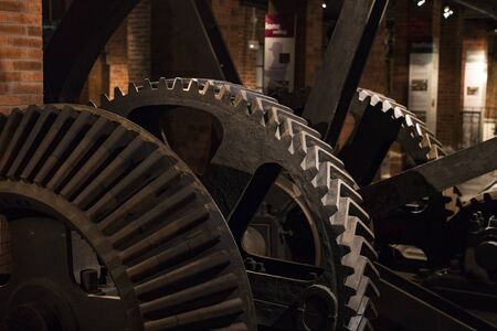 6 JUNE 2018, MILAN, ITALY: Technological Technical Museum named after Leonardo Da Vinci Department, exposition of the development of communication and telecommunications.のeditorial素材