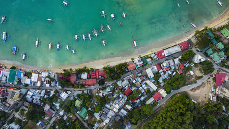 The village of El Nido Palawan Island Philippines with a heightの写真素材