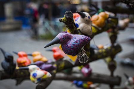 MUNICH, GERMANY - NOVEMBER 23, 2018: Traditional ceramic souvenirs at the Viktualienmarkt Christmas Market.のeditorial素材