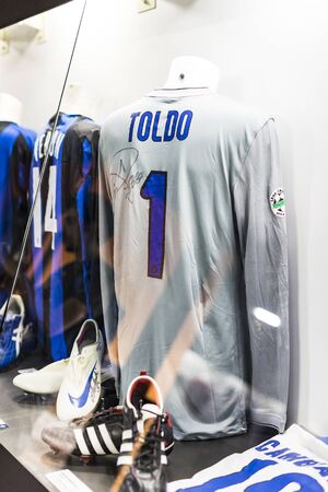 MILAN, ITALY - 6 JUNE 2018 T-shirts at the San Siro stadium.