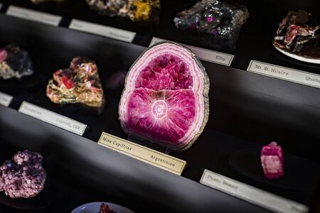 3 SEPTEMBER 2018, VIENNA, AUSTRIA: Collection of minerals of stones and metals Museum of Natural History, Vienna.のeditorial素材