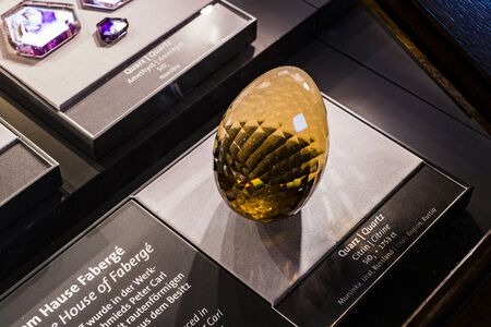 3 SEPTEMBER 2018, VIENNA, AUSTRIA: Exposition of precious and semiprecious stones processed and not processed in the Museum of Natural History, Vienna.のeditorial素材