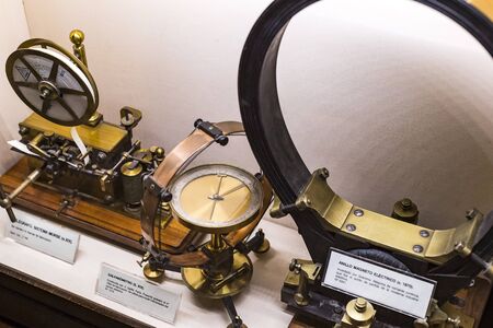 MADRID, SPAIN - MARCH 28, 2018: Expositions Maritime Museum in Madrid history of the Spanish Navy ship models historical artifacts.のeditorial素材