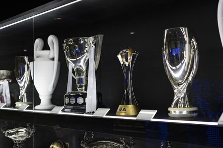 MADRID, SPAIN - 25 MARCH, 2018: The Museum of the Real Madrid Football Club cups and awards the club.のeditorial素材
