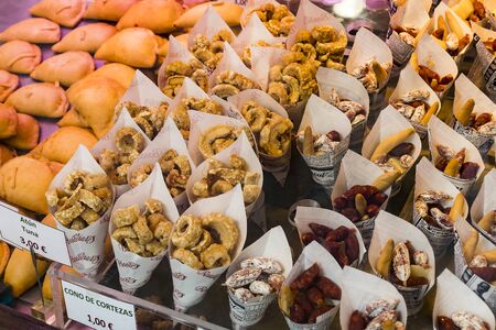 MADRID, SPAIN - 26 MARCH, 2018: The tourist attraction of the city is San Miguel counters with...