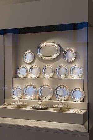 MUNICH, GERMANY - NOVEMBER 27, 2018: The Represents an exposition of the cookware history and collection in the Bavarian National Museum in Munich.のeditorial素材