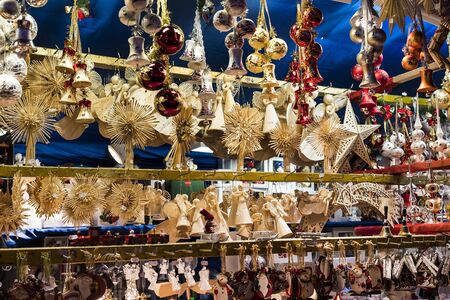 MUNICH, GERMANY - NOVEMBER 27, 2018: Christmas fair in the center of Munich with New Years and souvenirs for tourists city residentsのeditorial素材