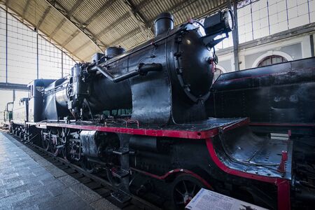 MADRID, SPAIN - 27 MARCH, 2018: Interior carriages of the train in the museum of the railway in Madrid.のeditorial素材