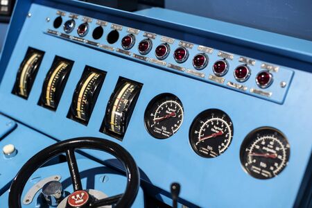 MADRID, SPAIN - 27 MARCH, 2018: Interior carriages of the train in the museum of the railway in Madrid.のeditorial素材