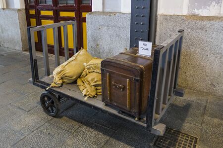 MADRID, SPAIN - 27 MARCH, 2018: Interior carriages of the train in the museum of the railway in Madrid.のeditorial素材
