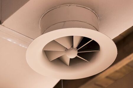 Ventilation systems metal pipes shot close-up.