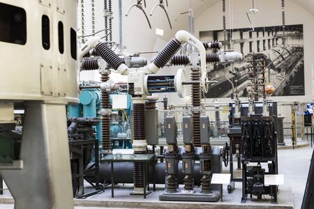 MUNICH, GERMANY - NOVEMBER 26, 2018: The German Museum of Science and tors. Technology Achievement represents the exposure of old mechanisms for the production of energy steam engines, windmills, electricのeditorial素材