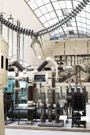 MUNICH, GERMANY - NOVEMBER 26, 2018: The German Museum of Science and tors. Technology Achievement represents the exposure of old mechanisms for the production of energy steam engines, windmills, electricのeditorial素材