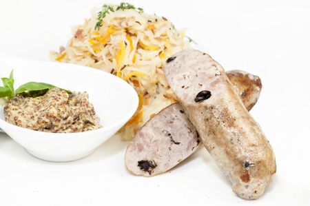 Traditions of German cuisine dish pork with salad shot in a restaurant close-up.の写真素材