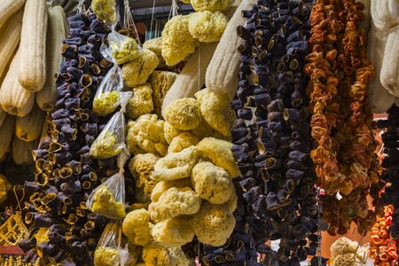 Exotic spices. Oriental sweets on the shelves of the Egyptian market in Istanbul.の写真素材
