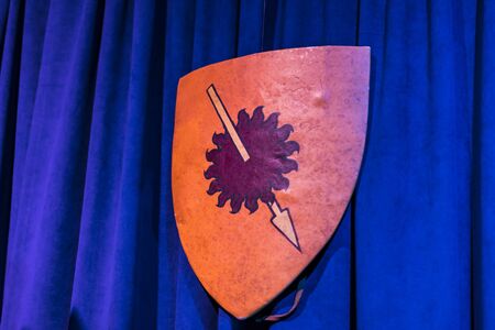 BARCELONA, SPAIN - 11 JANUARY 2018: Exhibition of costumes and props from the movie "The Game of Thrones" in the premises of the Maritime Museum of Barcelona.のeditorial素材