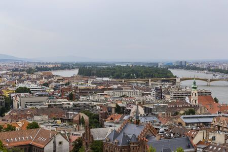 BUDAPEST, HUNGARY. 23 JUNE, 2017: Panorama of Budapest on the banks of the Danube Riverのeditorial素材