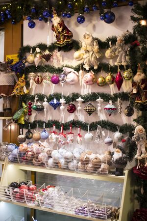 BUDAPEST, HUNGARY. 23 JUNE, 2017: Christmas shop of souvenirs and jewelry in the town of Sainte-Andr in Hungary.のeditorial素材