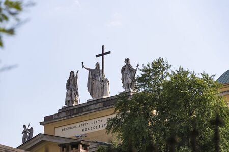BUDAPEST, EGER - AUGUST 22, 2017: Elements of architecture of the historical part of the city.のeditorial素材