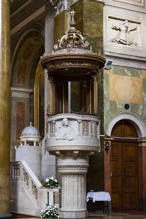 BUDAPEST, EGER - 22 AUGUST 2017: Elements of the interior of the interior of St. John's Basilica, Eger on Hungaryのeditorial素材