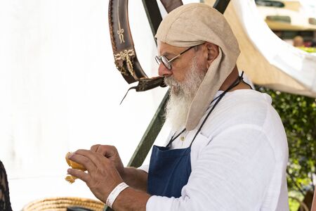 BUDAPEST, HUNGARY - AUGUST 19, 2017: Traditional folk fair in honor of Saint Istvn and the first bread in Hungary with folk masters. Budapest. Hungaryのeditorial素材