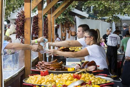 BUDAPEST, HUNGARY - AUGUST 19, 2017: Traditional folk fair in honor of Saint Istvn and the first bread in Hungary with folk masters. Budapest. Hungaryのeditorial素材