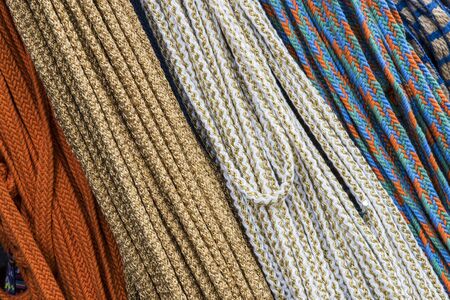 Wicker ropes for technicians shot closeup background.