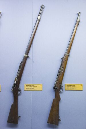 ISTANBUL, TURKEY - OCTOBER 14, 2015: Presented composition of the weapons collection at the Military...