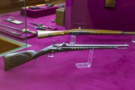 ISTANBUL, TURKEY - OCTOBER 14, 2015: Presented composition of the weapons collection at the Military...