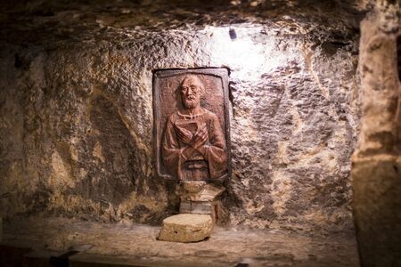 BETHLEHEM, PALESTINE - OCTOBER 7, 2016: Interior elements of the place of pilgrims of the Catholic world. Church of the Nativity.のeditorial素材