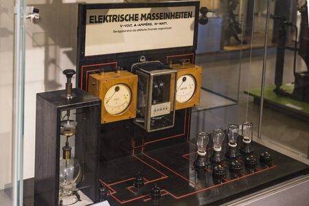 VIENNA, AUSTRIA - 24 AUGUST 2017: The technical museum in Vienna exhibits the exposition presents the history of the development of vehicles and motorbikes moped bicycles.のeditorial素材