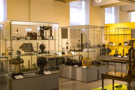 VIENNA, AUSTRIA - 24 AUGUST 2017: The technical museum in Vienna exhibits the exposition presents the history of the development of vehicles and motorbikes moped bicycles.のeditorial素材