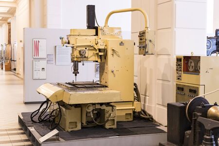 VIENNA, AUSTRIA - 24 AUGUST 2017: The technical museum in Vienna exhibits the exposition presents the history of the development of vehicles and motorbikes moped bicycles.のeditorial素材