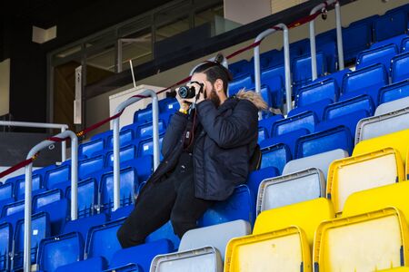 BARCELONA, SPAIN - 12 JANUARY 2018: Interior of the stadium stands and indoor spaces Camp Nou In Barcelona in Spainのeditorial素材