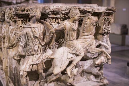 ISTANBUL, TURKEY - 4 APRIL, 2017: Museum of Archeology in Istanbul, ancient exhibits of ancient empires inhabiting the territory of present-day Turkeyのeditorial素材
