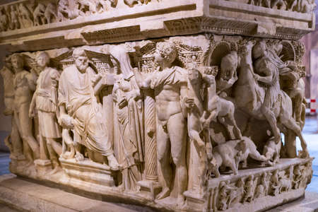 ISTANBUL, TURKEY - 4 APRIL, 2017: Museum of Archeology in Istanbul, ancient exhibits of ancient empires inhabiting the territory of present-day Turkeyのeditorial素材