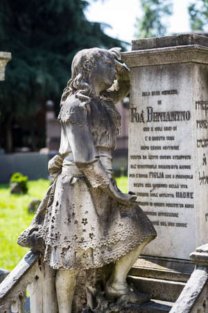 MILAN, ITALY - JUNE 6, 2018: Statues of mourning in Milan.のeditorial素材