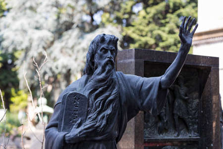 MILAN, ITALY - JUNE 6, 2018: Statues of mourning in Milan.のeditorial素材