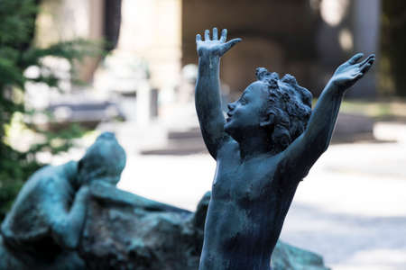 MILAN, ITALY - JUNE 6, 2018: Statues of mourning in Milan.のeditorial素材