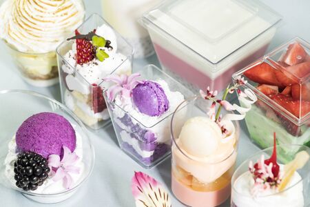 Dessert mini canepa for banquets for receptions receptions shot close-up.の写真素材