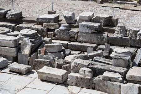 The ruins  the ancient antique city  Ephesus the library building  Celsus, the amphitheater temples...